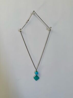 Sea Glass Turquoise Pendant Necklace - Women Jewelry